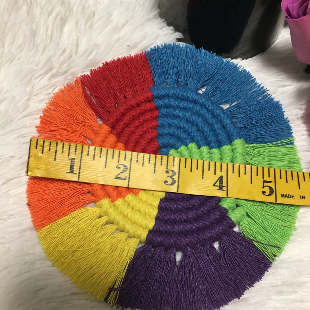 3 PCS Macrame Coaster Rainbow 🌈 Handmade - Picture 4 of 8